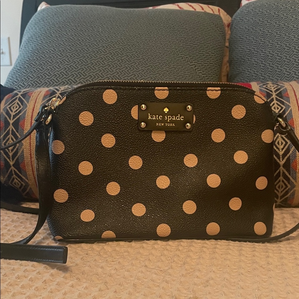 Kate Spade Black and Tan Polka Dot Crossbody Bag